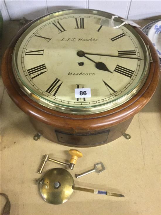 Victorian mahogany dial clock, Hawkes, Headcorn